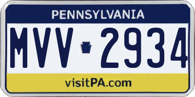 PA license plate MVV2934