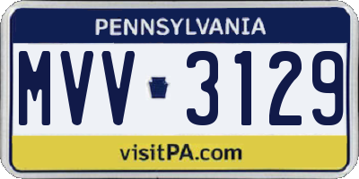 PA license plate MVV3129