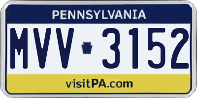 PA license plate MVV3152