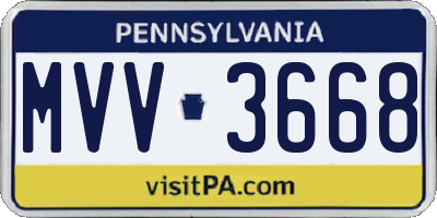 PA license plate MVV3668