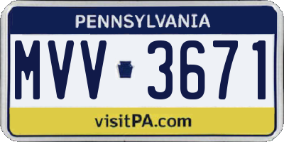 PA license plate MVV3671