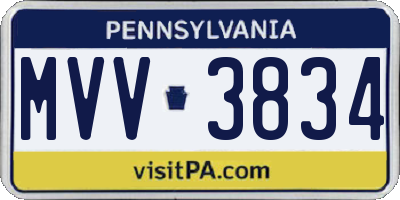 PA license plate MVV3834