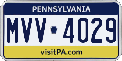 PA license plate MVV4029