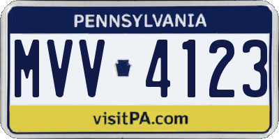PA license plate MVV4123