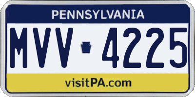 PA license plate MVV4225