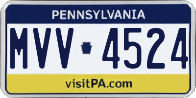 PA license plate MVV4524
