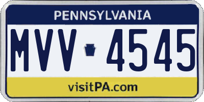 PA license plate MVV4545