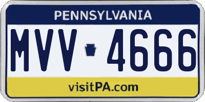 PA license plate MVV4666