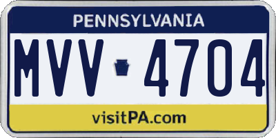 PA license plate MVV4704