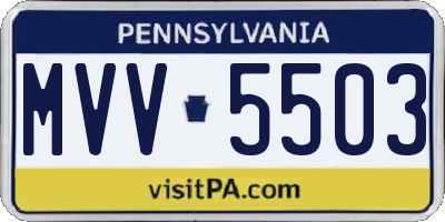 PA license plate MVV5503