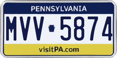 PA license plate MVV5874