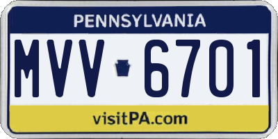 PA license plate MVV6701