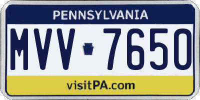 PA license plate MVV7650