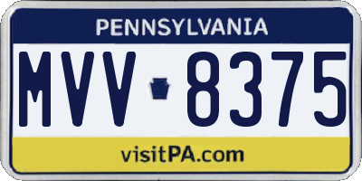 PA license plate MVV8375