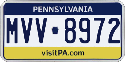 PA license plate MVV8972