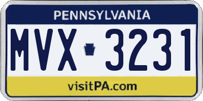 PA license plate MVX3231