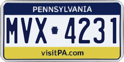 PA license plate MVX4231