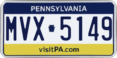 PA license plate MVX5149