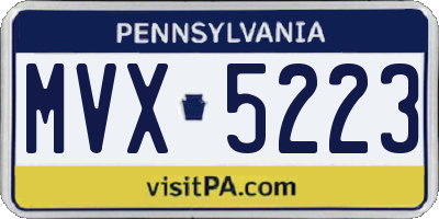 PA license plate MVX5223