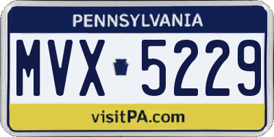 PA license plate MVX5229