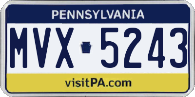 PA license plate MVX5243