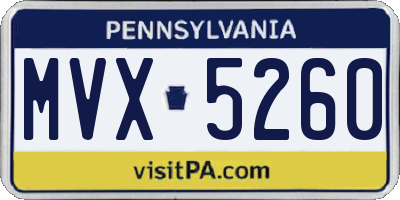 PA license plate MVX5260