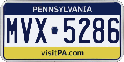 PA license plate MVX5286