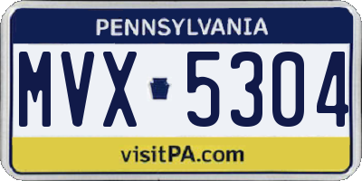 PA license plate MVX5304
