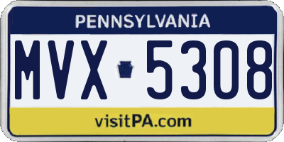PA license plate MVX5308