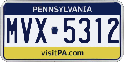 PA license plate MVX5312