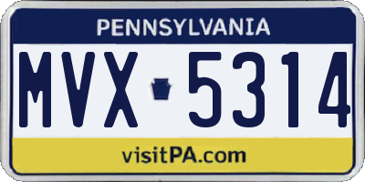 PA license plate MVX5314