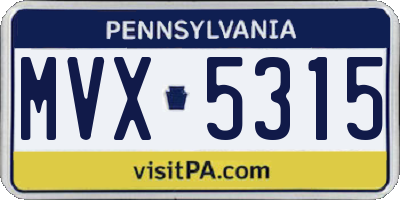 PA license plate MVX5315