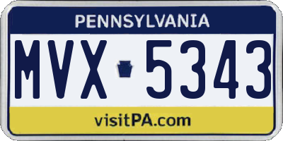 PA license plate MVX5343