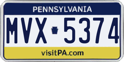 PA license plate MVX5374