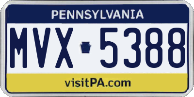 PA license plate MVX5388