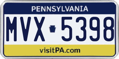 PA license plate MVX5398