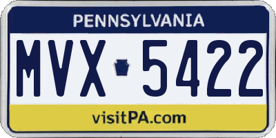 PA license plate MVX5422