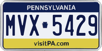 PA license plate MVX5429