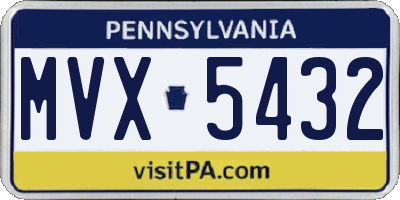 PA license plate MVX5432