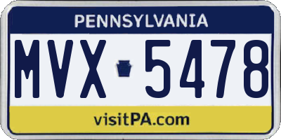 PA license plate MVX5478