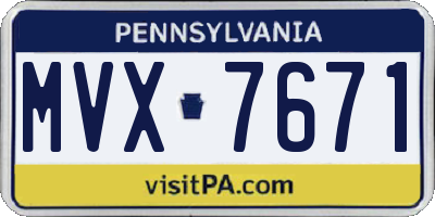 PA license plate MVX7671