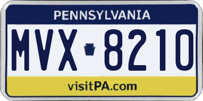 PA license plate MVX8210