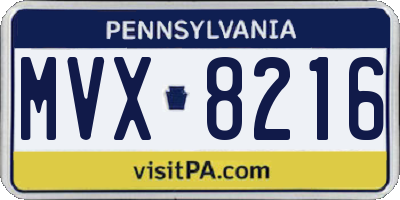 PA license plate MVX8216