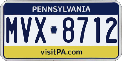 PA license plate MVX8712