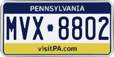 PA license plate MVX8802