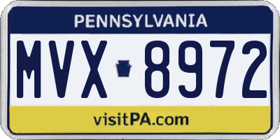 PA license plate MVX8972