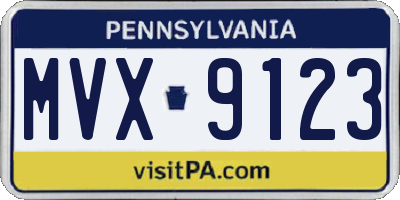 PA license plate MVX9123
