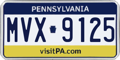 PA license plate MVX9125