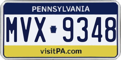 PA license plate MVX9348