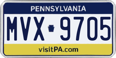 PA license plate MVX9705